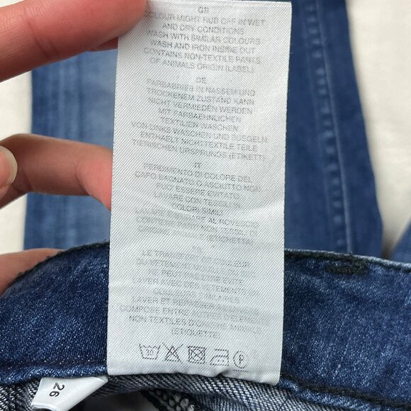 Candiani Closed Blue Jeans Size 26 Raw Hem Denim Dark Wash Distressed Threads - Picture 11 of 16